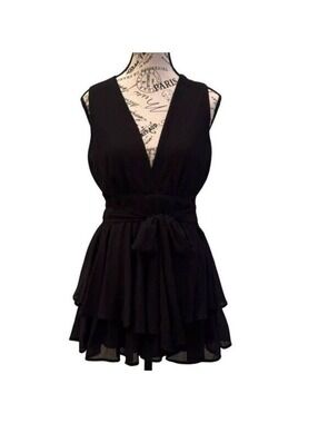 Sexy Black Chiffon Ruffles Romper | Favlux | Large #SKU113